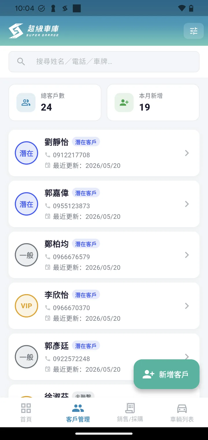 業務APP客戶列表與客戶分級標籤